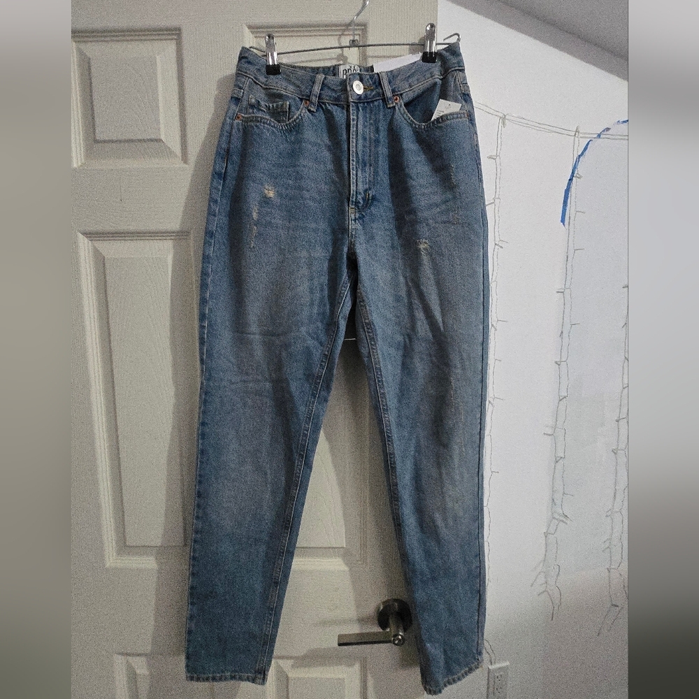 High-Waist Light Blue Denim Distressed Jeans NWT